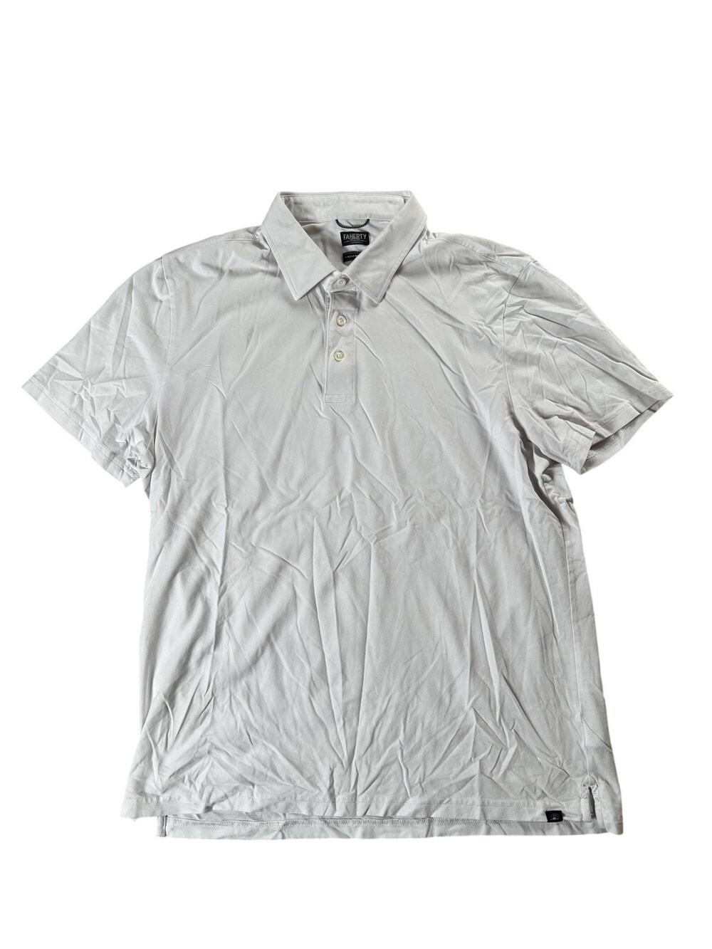 Faherty Shirt Mens XL White Cotton Modal Spandex Collared Polo Stretch